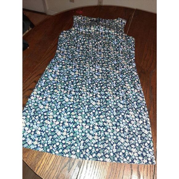 Sz 8 Liz Claiborne Liz Sport Sleeveless Blue Pink Purple Green Floral Midi Dress - Picture 1 of 3